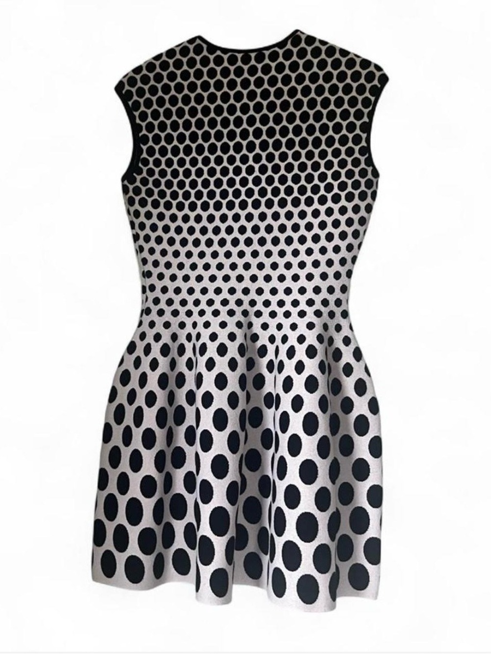 RVN Black and White Polka Dot Fit & Flare Structured Dress - Picture 2 of 4